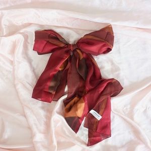 Oscar de la Renta Designer 100% Silk Red Scarf